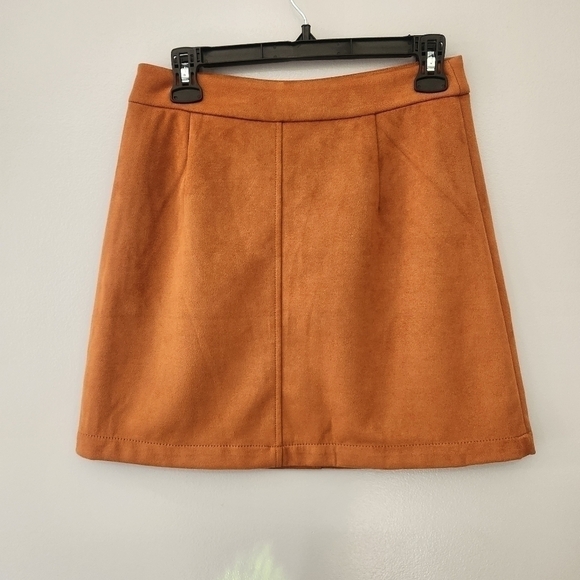 FRENCH Connection PATTY FAUX SUEDE MINISKIRT IN LEATHER BROWN Size 6 NWT - Picture 4 of 9